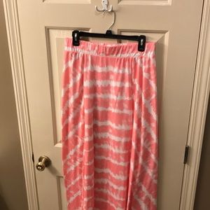 Pink and white tie dye maxi skirt